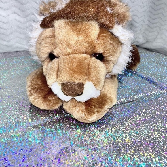Vintage Aurora Lion 11" Stuffed Animal Plush Toy Weighted Beans Lion - Picture 7 of 11
